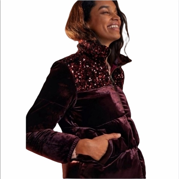 Anthropologie Fran Velvet Sequin Puffer Jacket - Picture 17 of 17